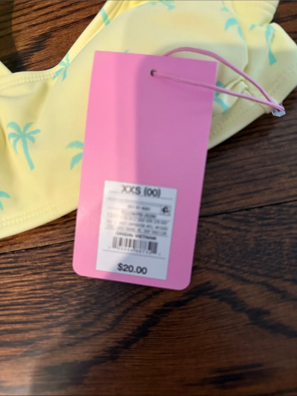 Stoney Clover Lane Yellow Bikini Top with Mint Palm Print